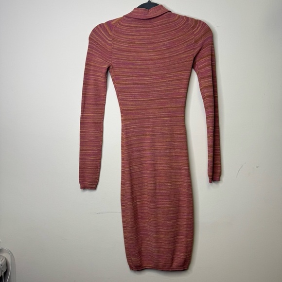 Aritzia Wilfred XS Stripe Ribbed Stretchy Knit Button Down 90s Midi Dress - Picture 7 of 14